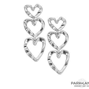 Park Lane BLAISE Heart Drop Earrings Dangle Silver Tone Country Chic